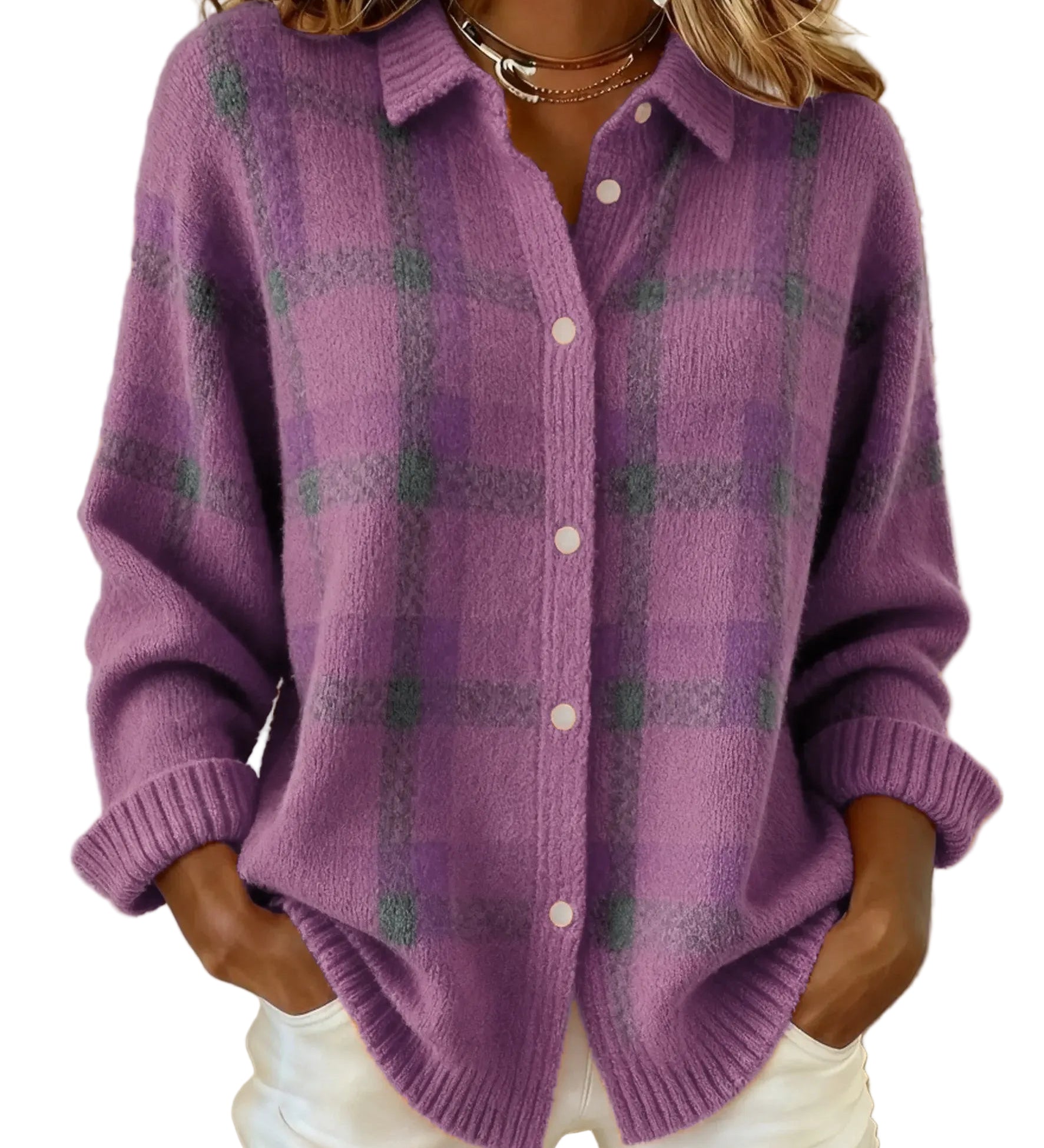 TEREZA™ - CAMISOLA XADREZ RETRO DE CONTRASTE