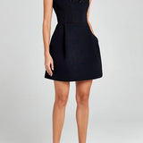 CINDY™ – VESTIDO MINI FEMININO COM APLICAÇÕES FLORAIS