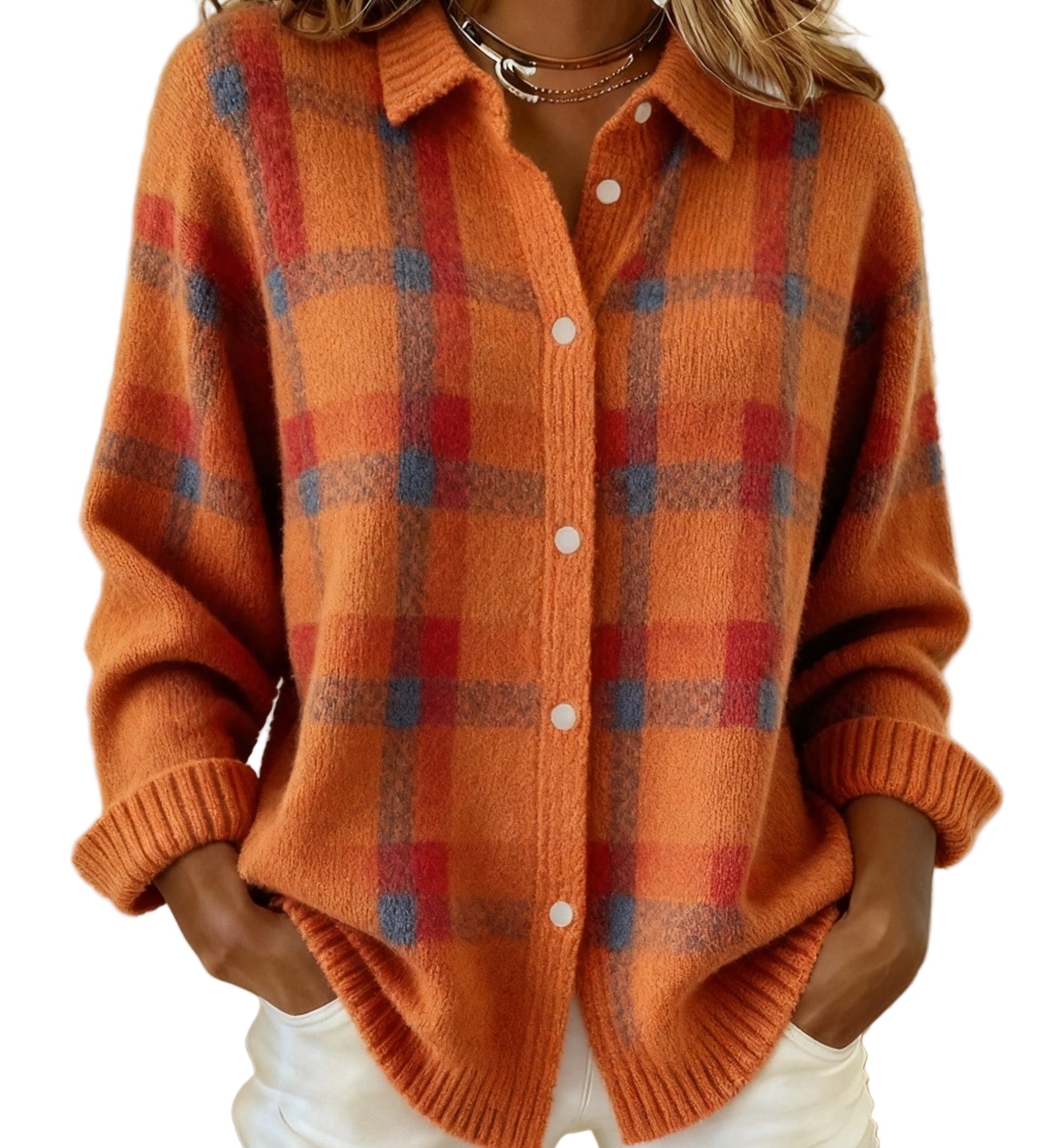 TEREZA™ - CAMISOLA XADREZ RETRO DE CONTRASTE