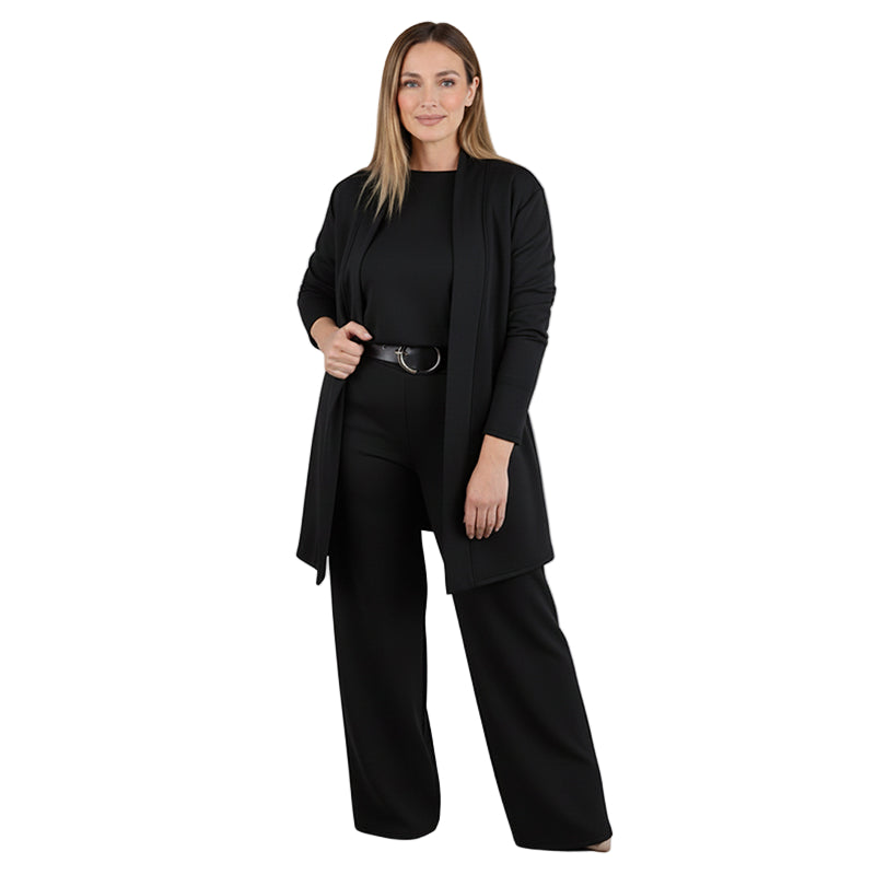DORREN™ - CONJUNTO ELEGANTE DE 3 PEÇAS COM CARDIGAN LONGO, TOP E CALÇAS