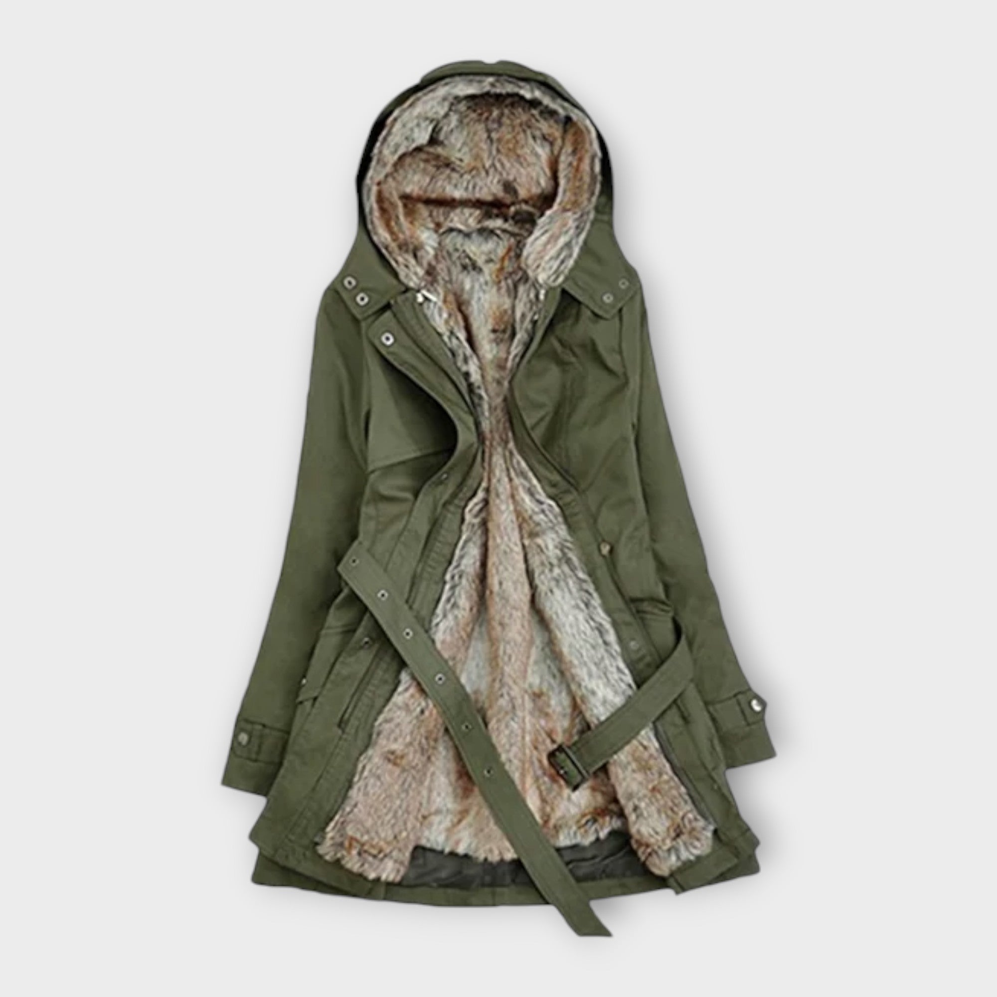 ZELIA™ – SOBRETUDO DE LÃ COM FORRO FLORAL FEMININO