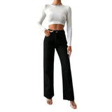 ALBA™ – JEANS DE CINTURA SUBIDA E PERNA LARGA