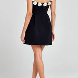 CINDY™ – VESTIDO MINI FEMININO COM APLICAÇÕES FLORAIS