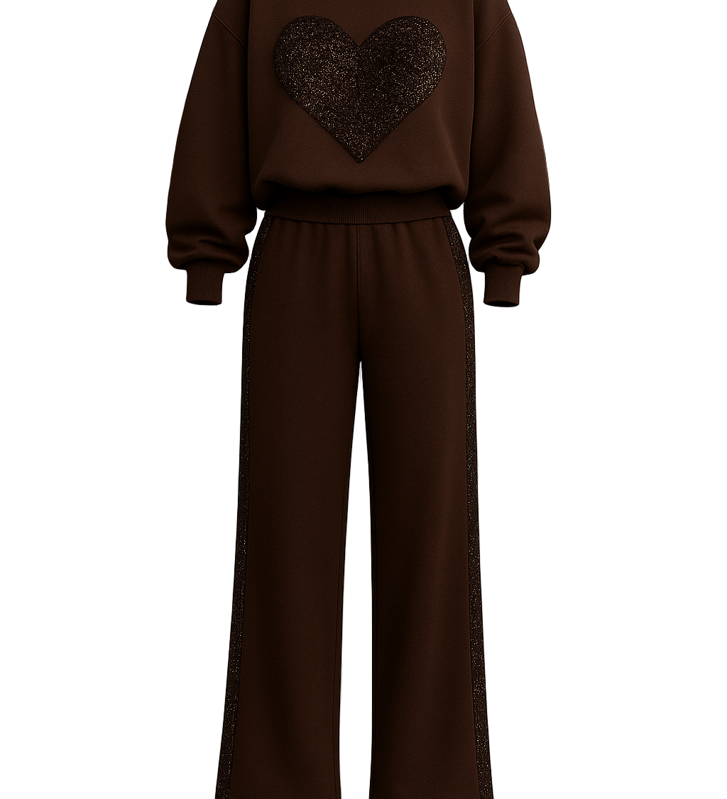 AMÁLIA™ - CONJUNTO 2 PEÇAS COM TOP DE PAETES EM FORMA DE CORAÇÃO