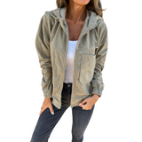 DANNA™ – CASACO DE VELUDO COM CAPUZ E FECHO DE CORRER