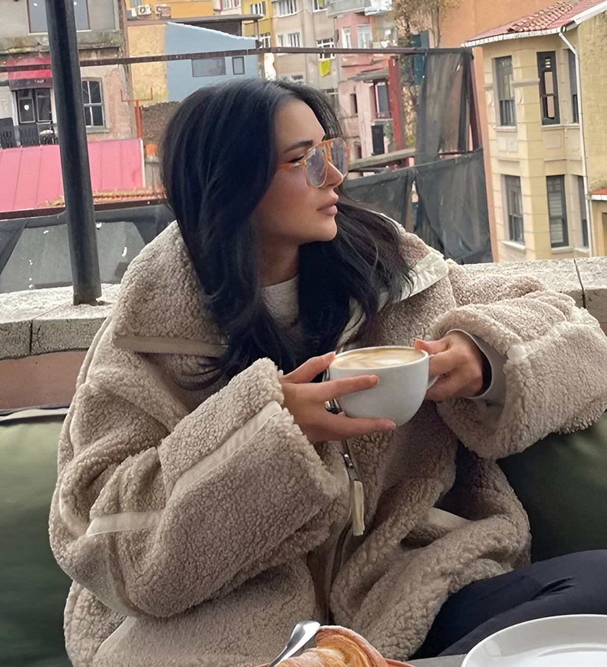 NOELIA™ – CASACO TEDDY OVERSIZED COM FECHO