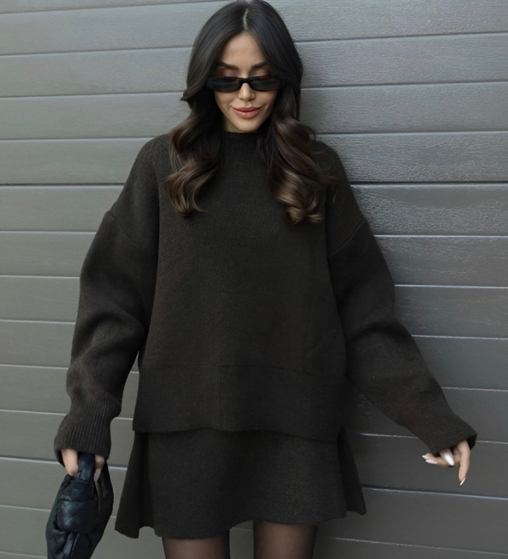 MARIE™ – CONJUNTO DE MALHA COM BLUSA E SAIA