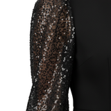 LYON™ - VESTIDO ELEGANTE COM MANGAS BALÃO E DETALHES PATCHWORK