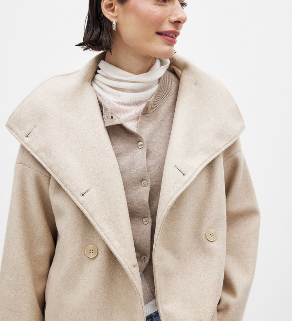 SERENA™ – CASACO CURTO REVERSÍVEL COM GOLA AMPLA