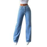 KARA™ – JEANS DE CINTURA ALTA COM CORTE SOLTO