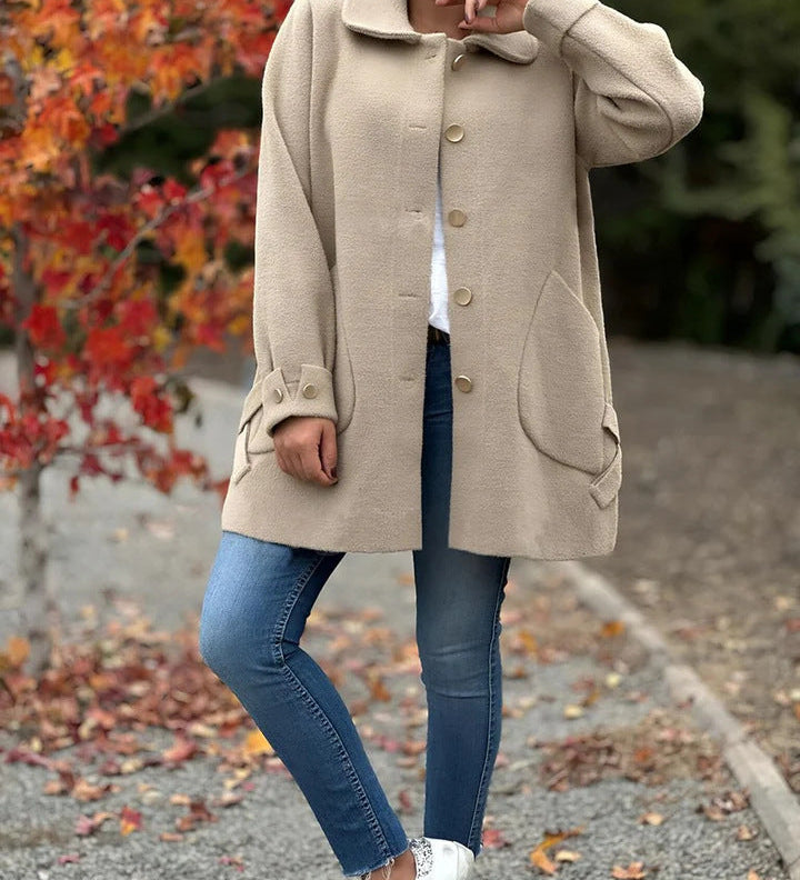 CORINNE™ – CASACO CLÁSSICO OVERSIZED COM BOTÕES