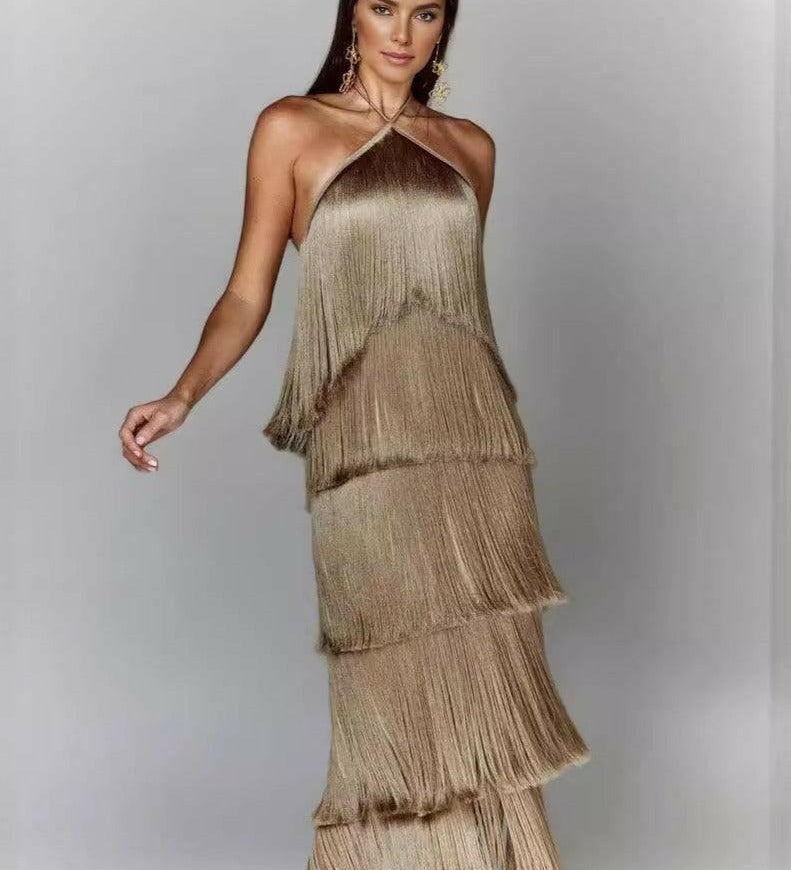 SANDRA™ – VESTIDO COM FRANJAS E ELEGÂNCIA DESCONTRAÍDA