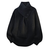 ARIANE™ - CAMISOLA ELEGANTE DE MALHA COM GOLA-ÉCHARPE