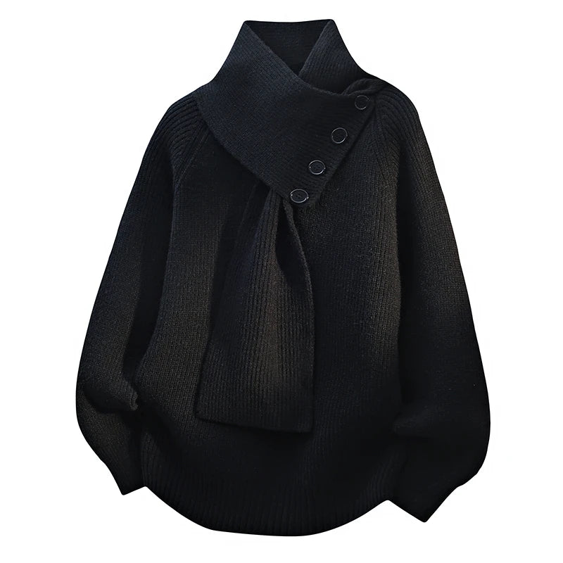 ARIANE™ - CAMISOLA ELEGANTE DE MALHA COM GOLA-ÉCHARPE