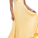 ABBY™ – VESTIDO MAXI PLISSADO AMARELO