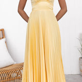 ABBY™ – VESTIDO MAXI PLISSADO AMARELO