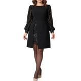 LYON™ - VESTIDO ELEGANTE COM MANGAS BALÃO E DETALHES PATCHWORK