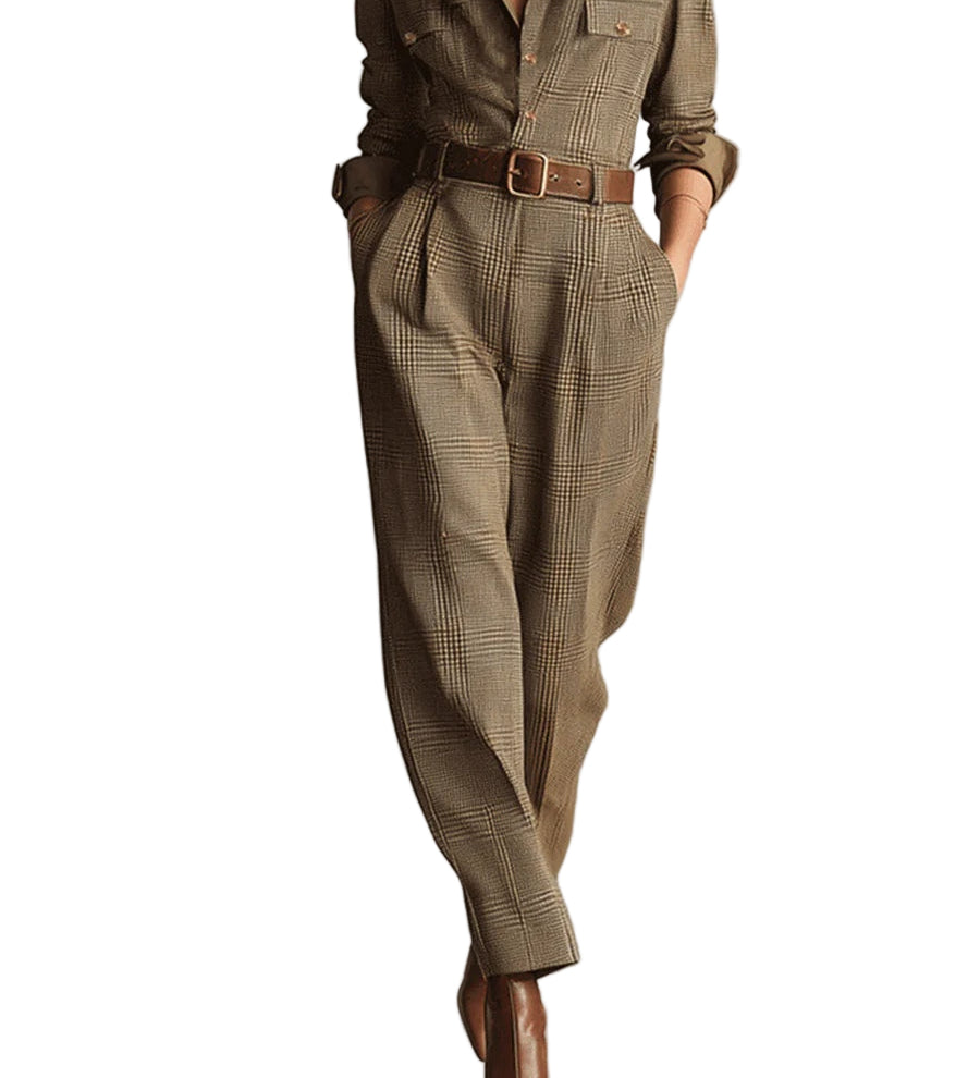 LORENA™ – MACACÃO XADREZ COM ELEGÂNCIA CLÁSSICA