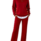 ELLA™ - CONJUNTO CONFORTÁVEL COM CAMISOLA DE MANGA COMPRIDA E CALÇAS