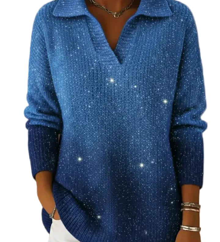 FALKA™ - CAMISOLA POLO DE MALHA COM COLARINHO E DETALHE DE CÉU ESTRELADO