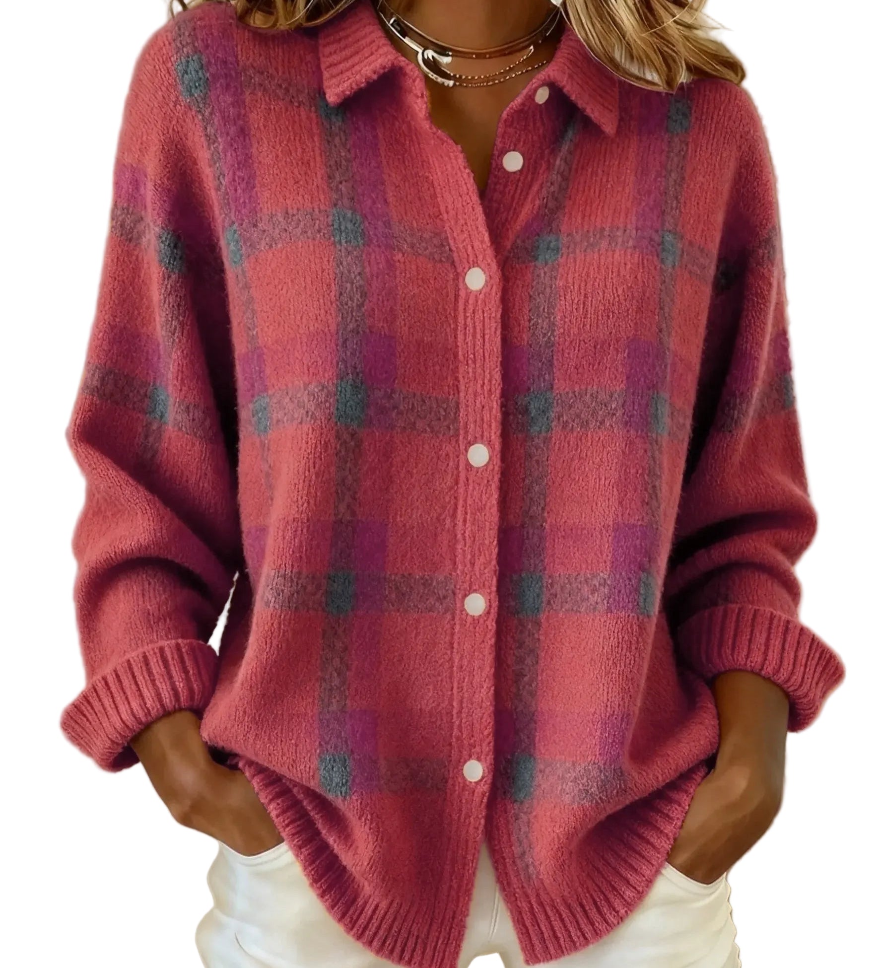 TEREZA™ - CAMISOLA XADREZ RETRO DE CONTRASTE