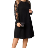 AIRA™ - VESTIDO PRETO ELEGANTE COM MANGAS DE RENDA