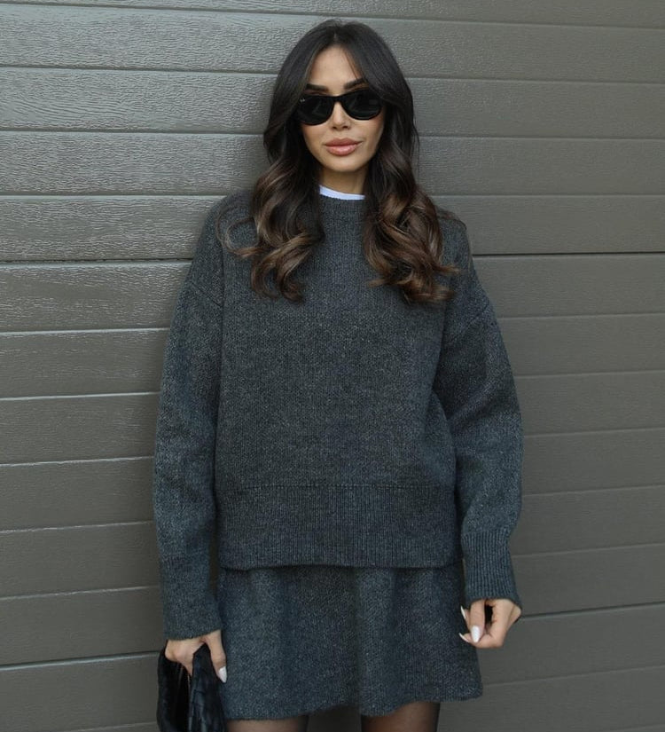 MARIE™ – CONJUNTO DE MALHA COM BLUSA E SAIA