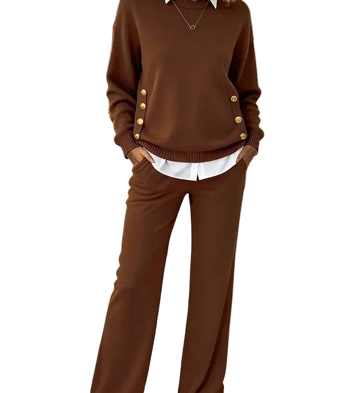 ELLA™ - CONJUNTO CONFORTÁVEL COM CAMISOLA DE MANGA COMPRIDA E CALÇAS