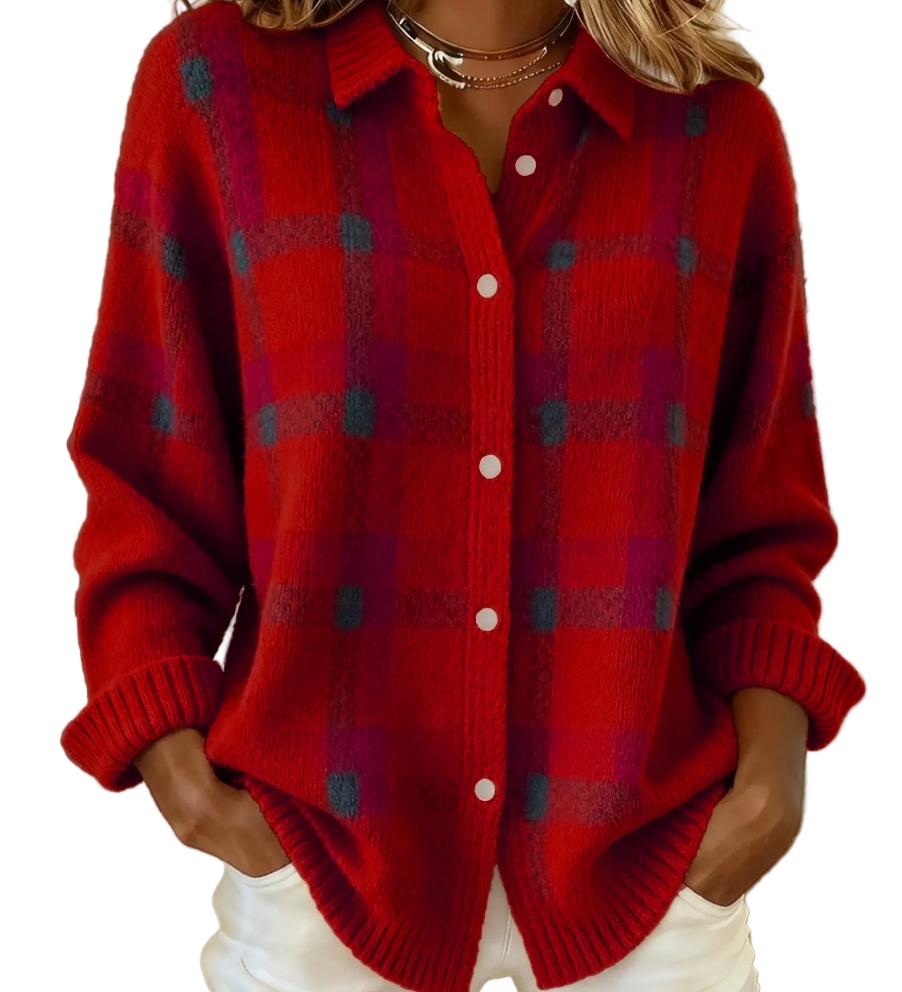 TEREZA™ - CAMISOLA XADREZ RETRO DE CONTRASTE