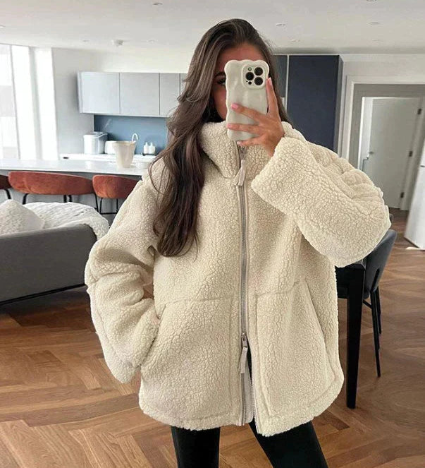 NOELIA™ – CASACO TEDDY OVERSIZED COM FECHO