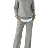 ELLA™ - CONJUNTO CONFORTÁVEL COM CAMISOLA DE MANGA COMPRIDA E CALÇAS