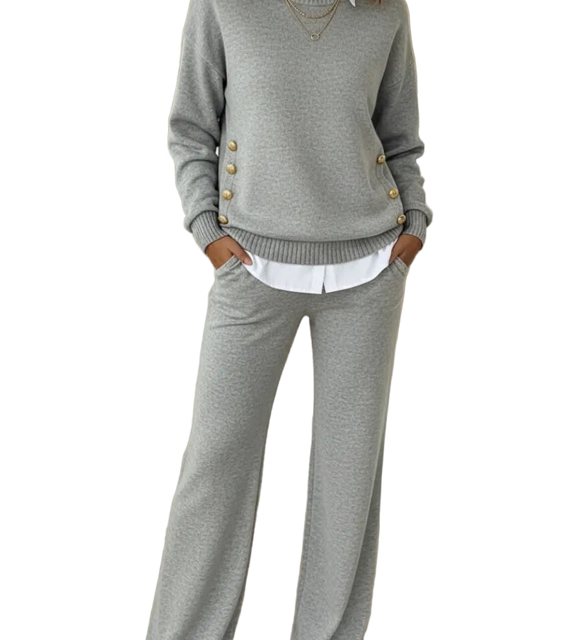 ELLA™ - CONJUNTO CONFORTÁVEL COM CAMISOLA DE MANGA COMPRIDA E CALÇAS