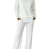 ELLA™ - CONJUNTO CONFORTÁVEL COM CAMISOLA DE MANGA COMPRIDA E CALÇAS