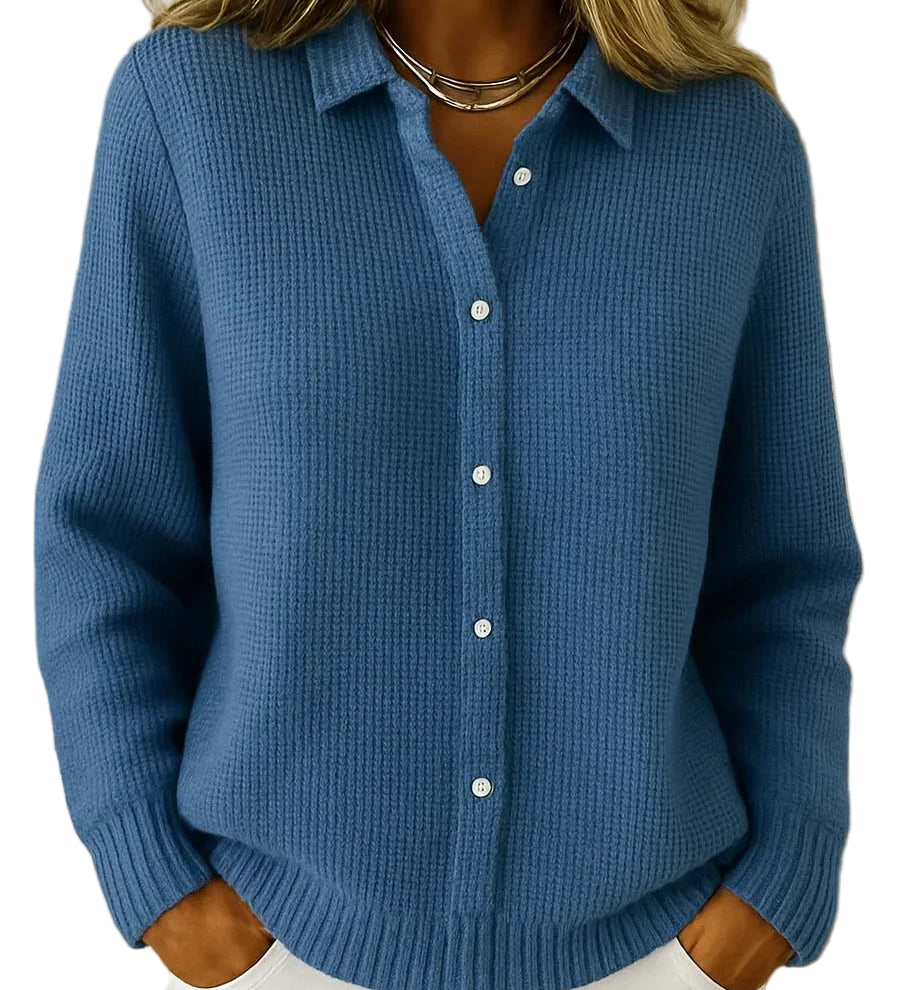 CATARINA™ - CARDIGAN DE MALHA TEXTURIZADA COM BOTÕES