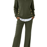 ELLA™ - CONJUNTO CONFORTÁVEL COM CAMISOLA DE MANGA COMPRIDA E CALÇAS