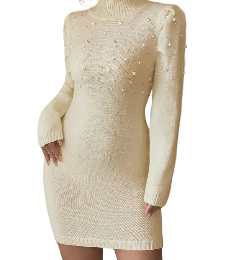 PERLÉA™ – VESTIDO DE MALHA ELEGANTE COM PÉROLAS