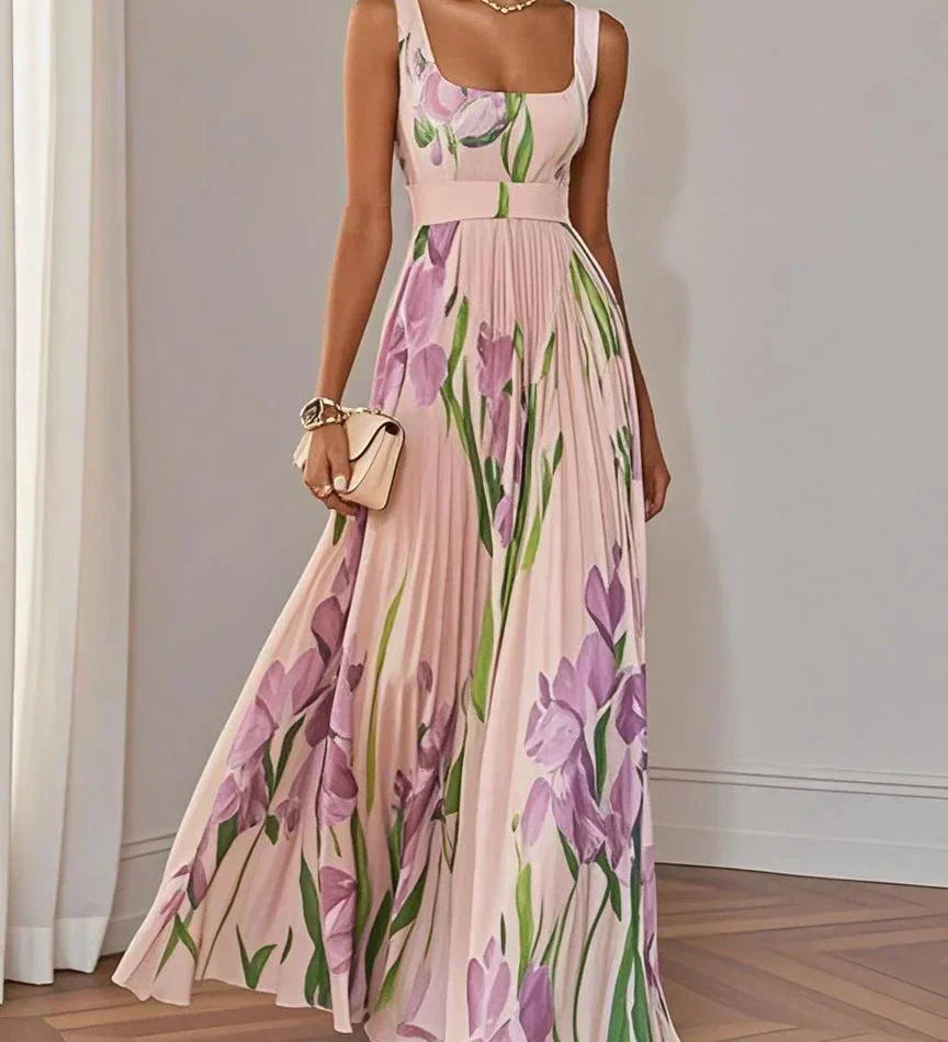 RENATA™ – VESTIDO LONGO ELEGANTE COM PADRÃO FLORAL