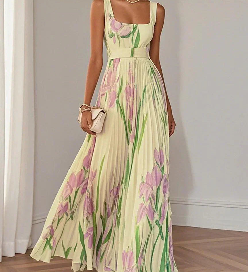 RENATA™ – VESTIDO LONGO ELEGANTE COM PADRÃO FLORAL