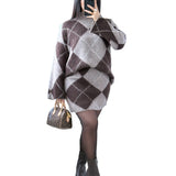 EVA™ | CONJUNTO DE MALHA COM PADRÃO LOSANGO — CAMISOLA E SAIA