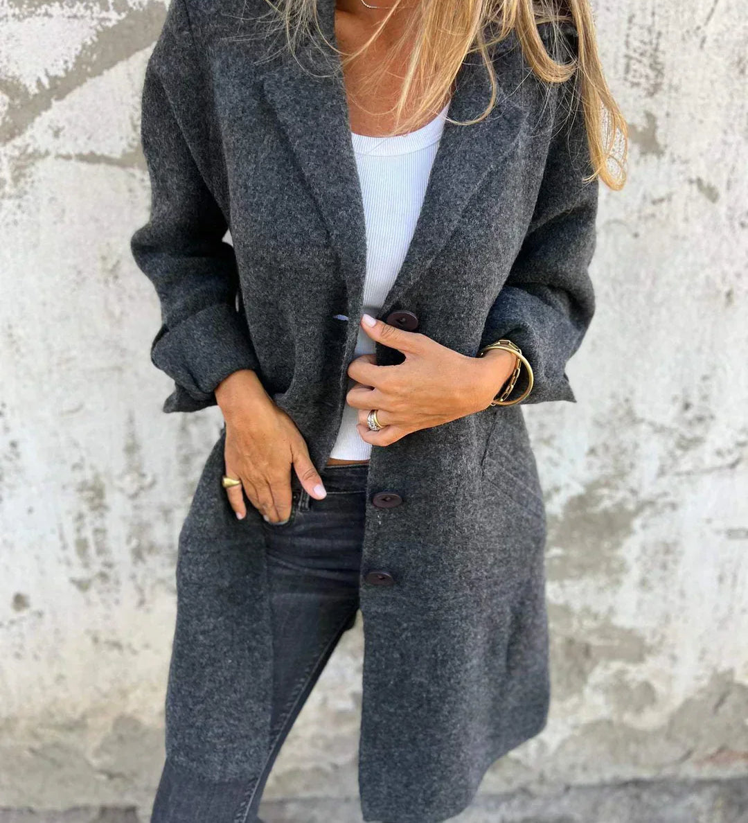 ELORA™ – SOBRETUDO LONGO CASUAL EM TECIDO LEVE