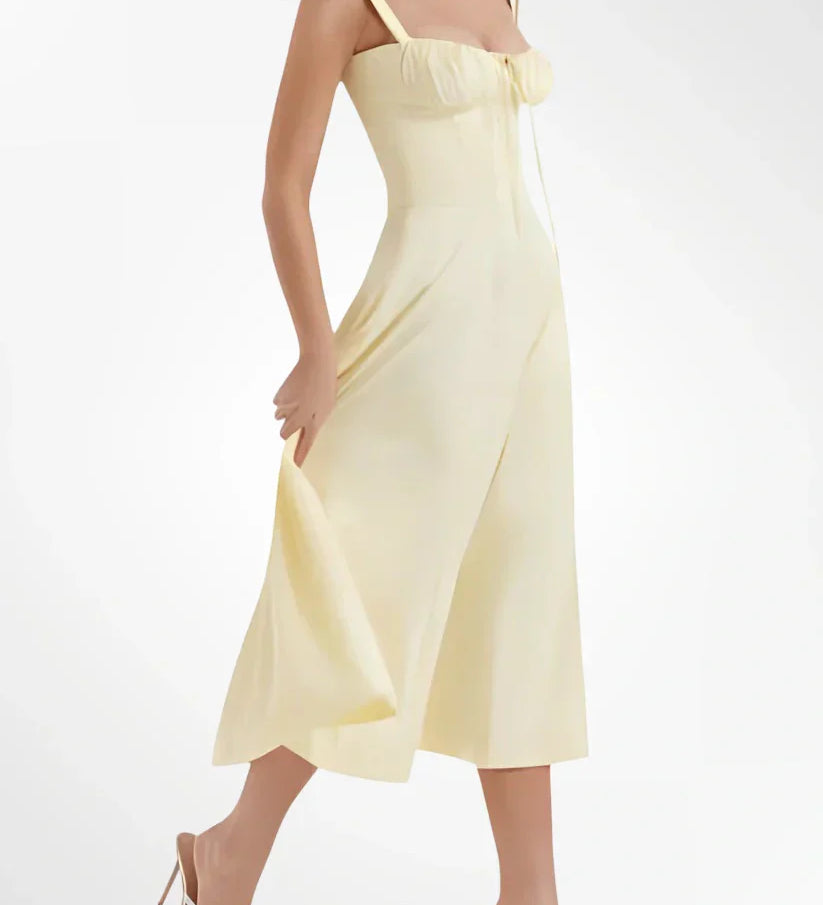 SABRINA™ – VESTIDO COM DETALHE DE CORSET E CINTURA MARCADA