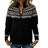 INES™ | CAMISOLA DE MALHA COM FECHO E PADRÃO NÓRDICO